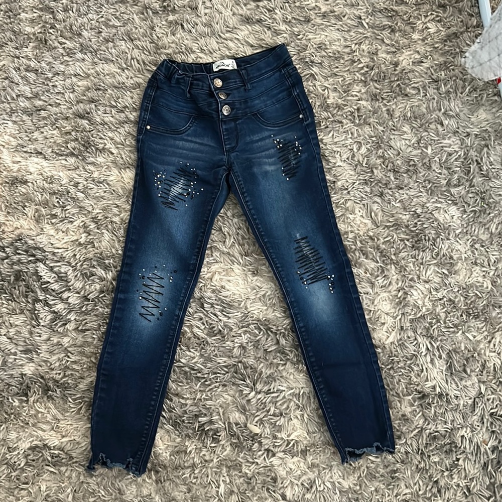 Girls size 8 dark blue Jean adjustable waist